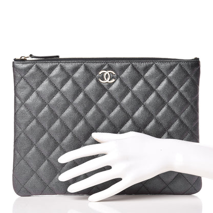 Chanel Iridescent Caviar Quilted Large Cosmetic Case Black 2 of 11