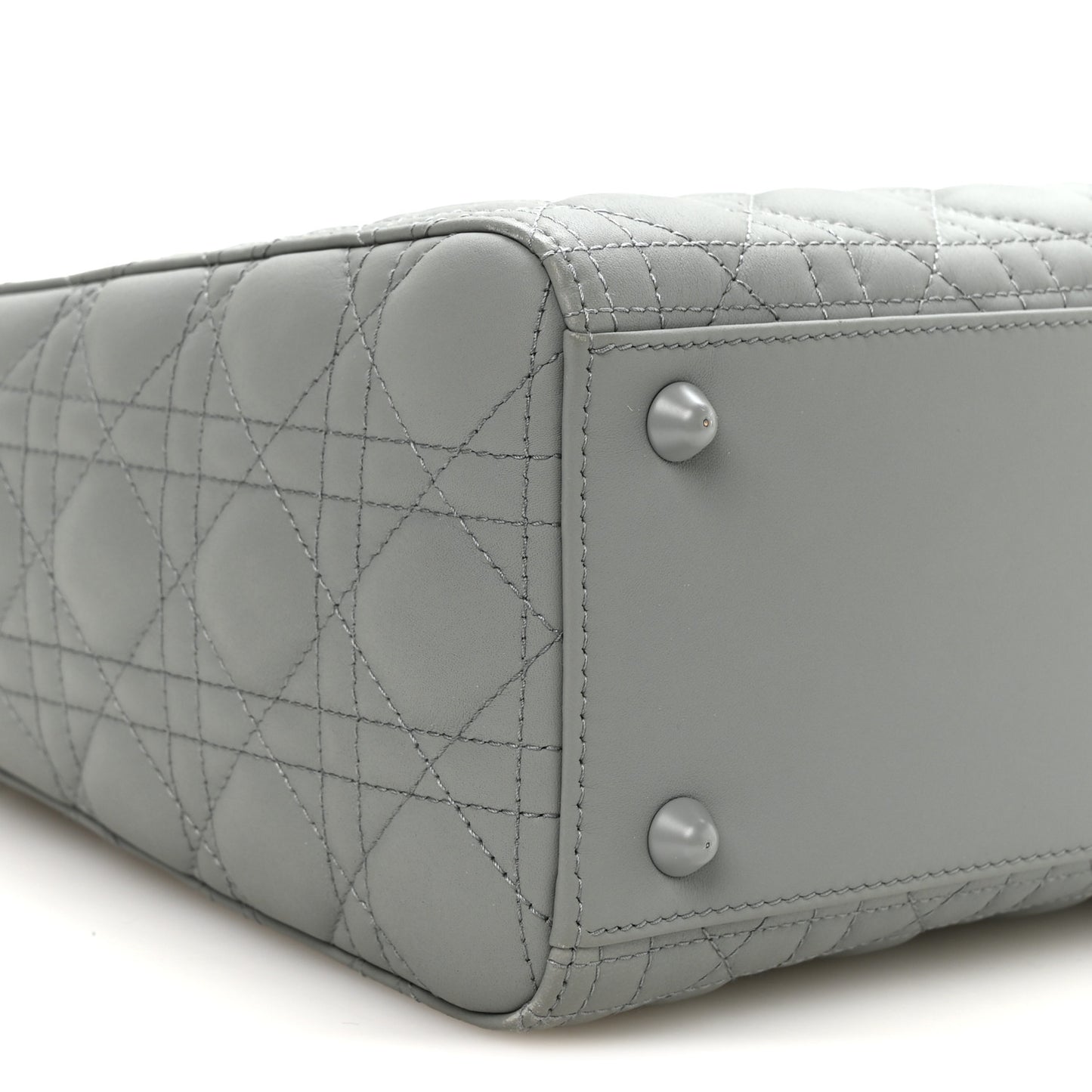 Ultra Matte Calfskin Cannage Large Lady Dior Grey Stone Grey Stone