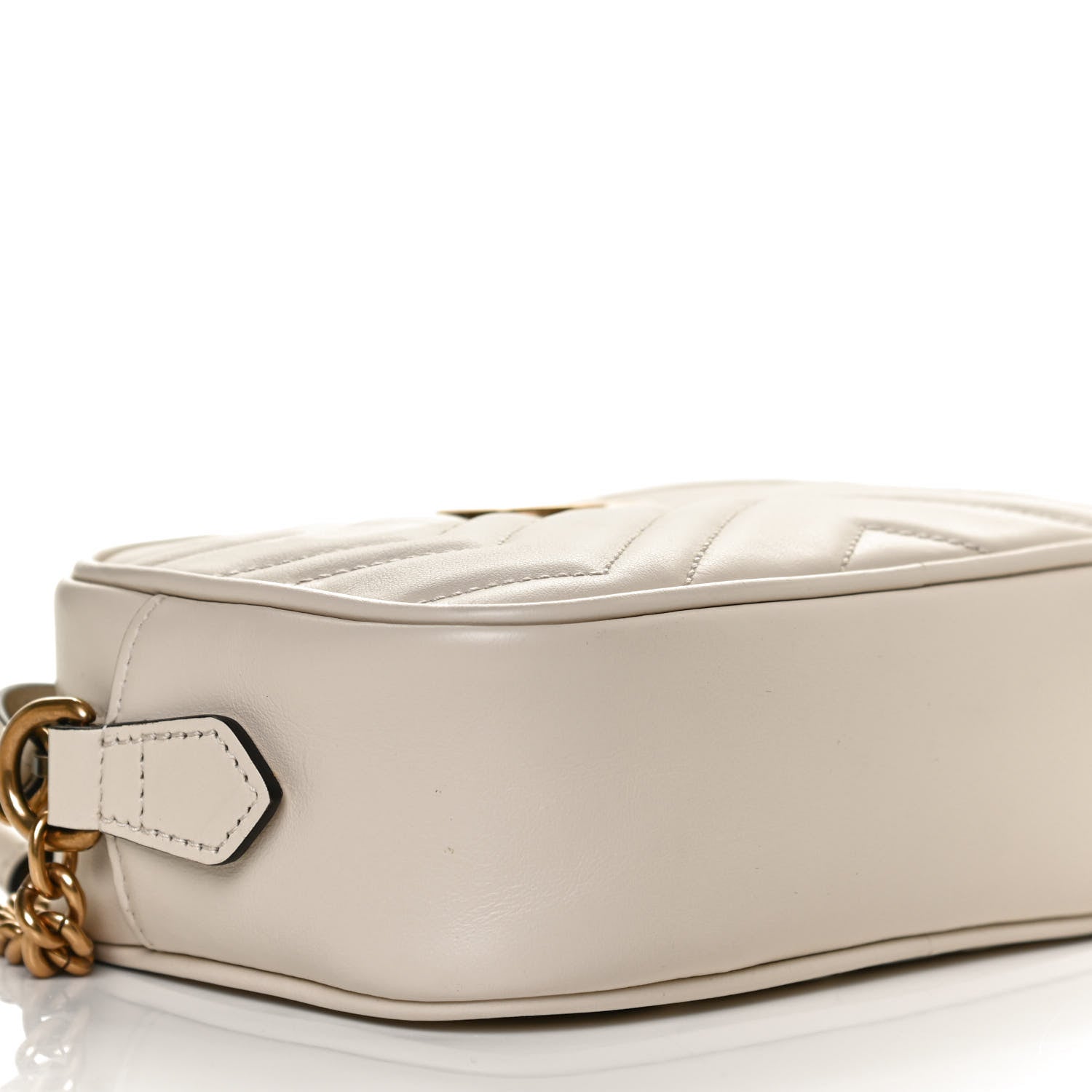 Gucci Calfskin Matelasse Mini GG Marmont Chain Shoulder Bag White 10 of 11