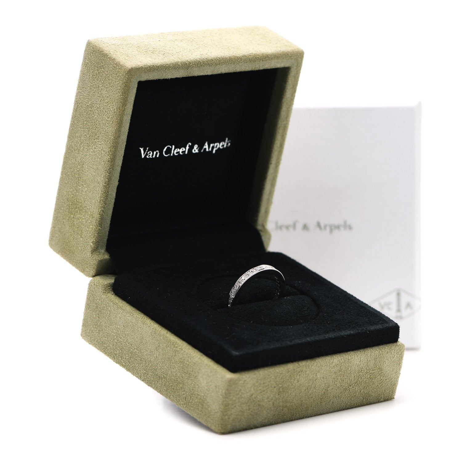 Van Cleef & Arpels Platinum Diamond 2.1mm Romance Wedding Band Ring 50 5.25 5 of 5
