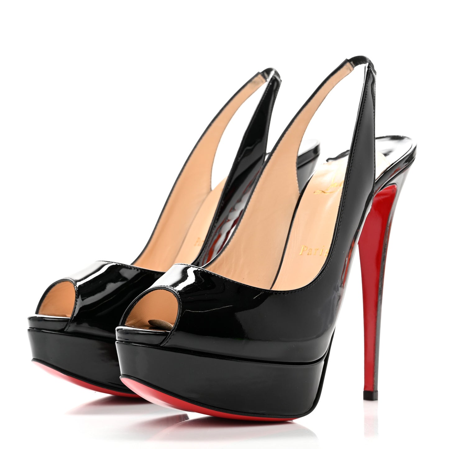 Patent Lady Peep Sling 150 Pumps 39 Black