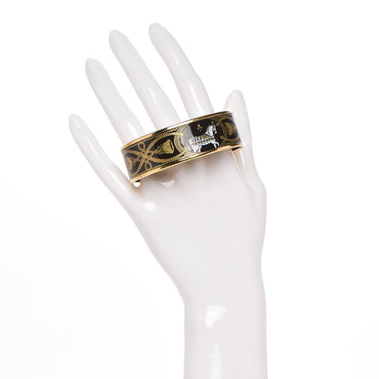 Hermes Enamel Printed Wide Grand Apparat Bracelet 65 Black 2 of 6
