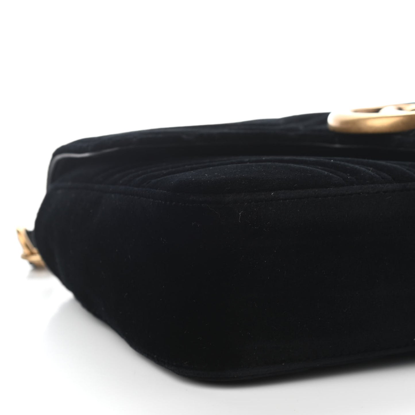 Velvet Matelasse Medium GG Marmont Shoulder Bag Black