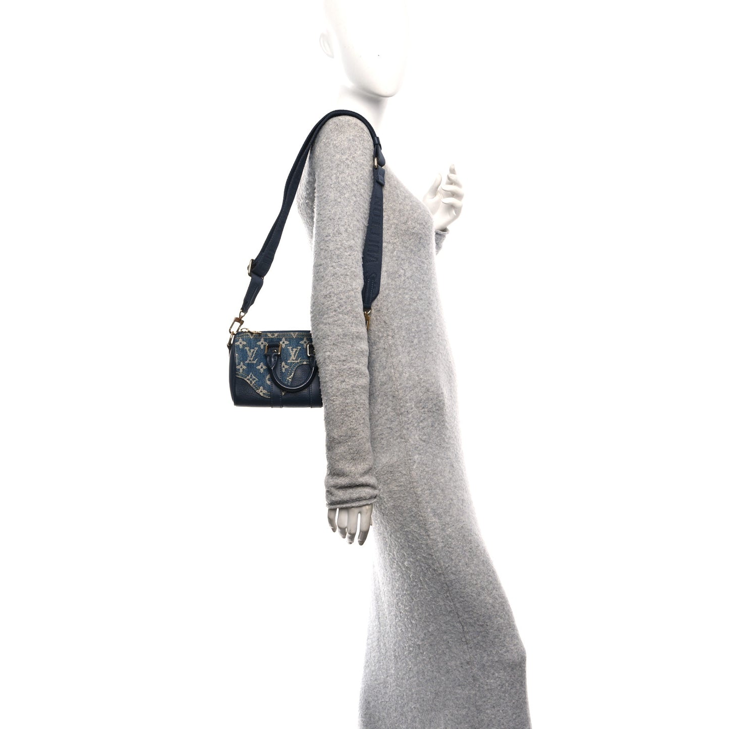 X NIGO Taurillon Monogram Denim Drip Keepall XS Blue