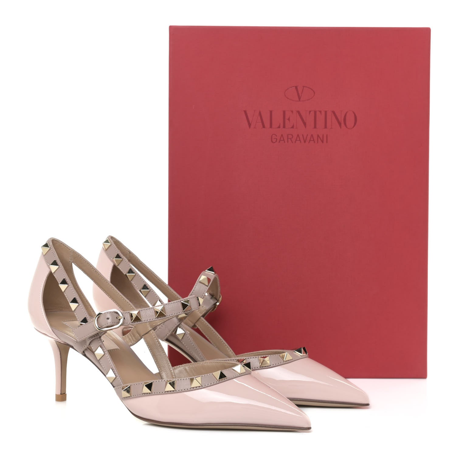 Valentino Garavani Patent Rockstud Cross Strap 65mm Pumps 36 Rose Quartz Poudre 13 of 13