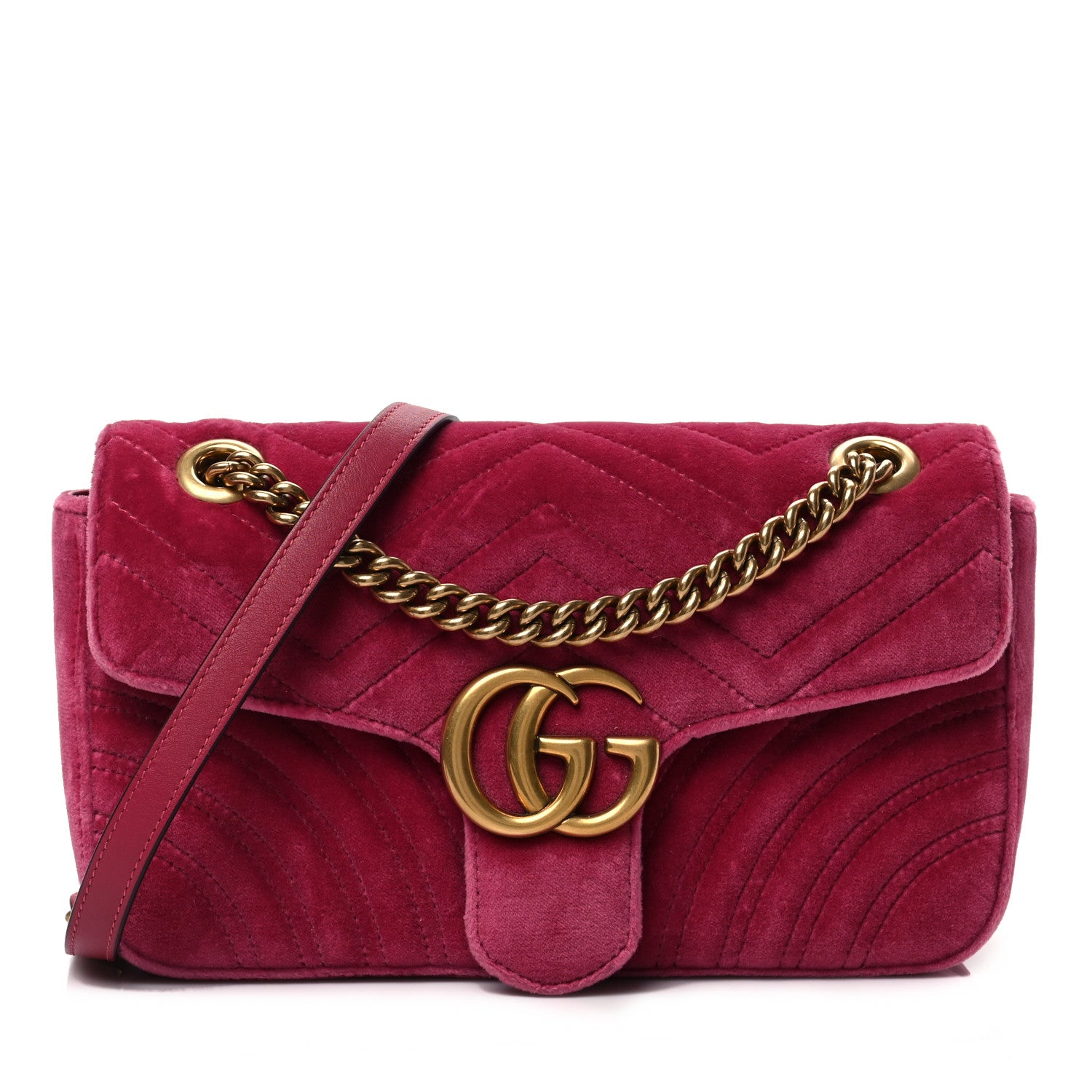 Gucci Velvet Matelasse Small GG Marmont Shoulder Bag Light Raspberry Rose 1 of 8