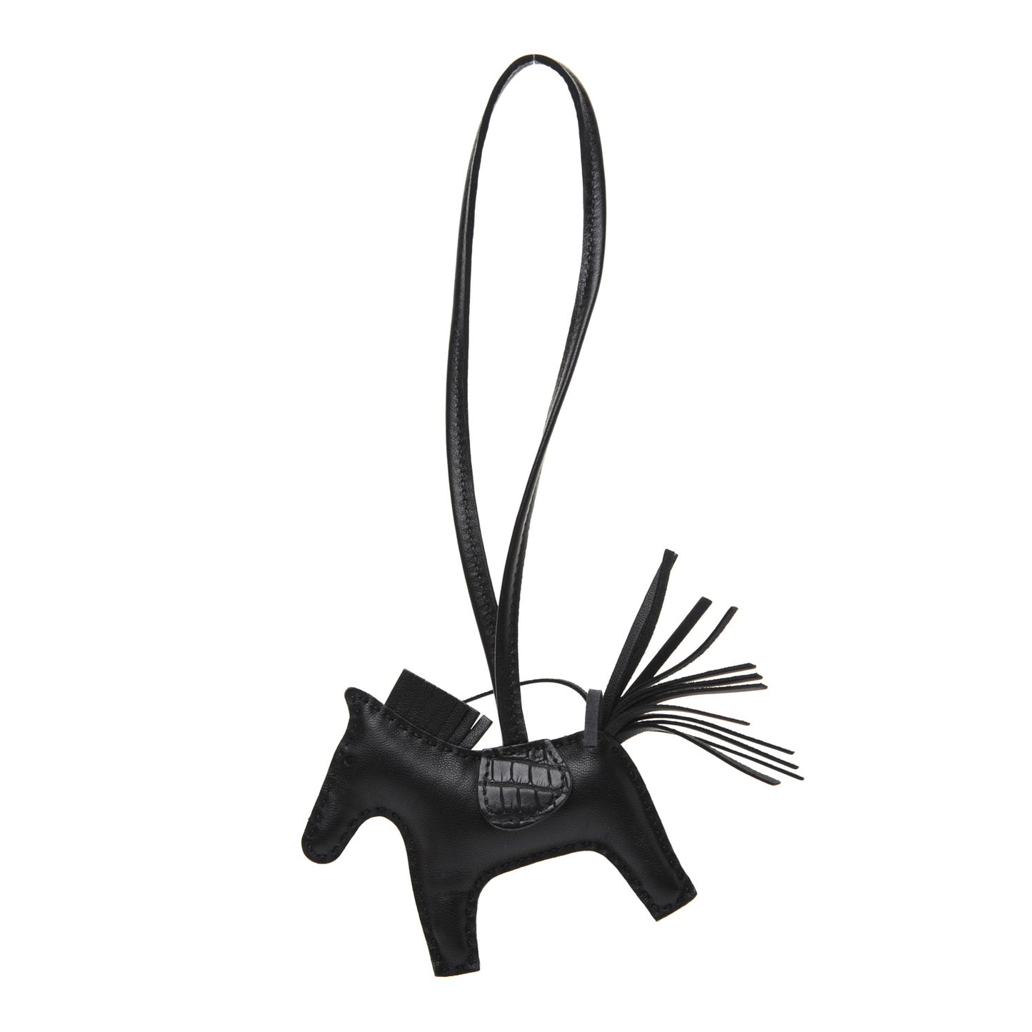 Milo Lambskin Matte Alligator Touch Grigri Rodeo Horse Bag Charm PM So Black