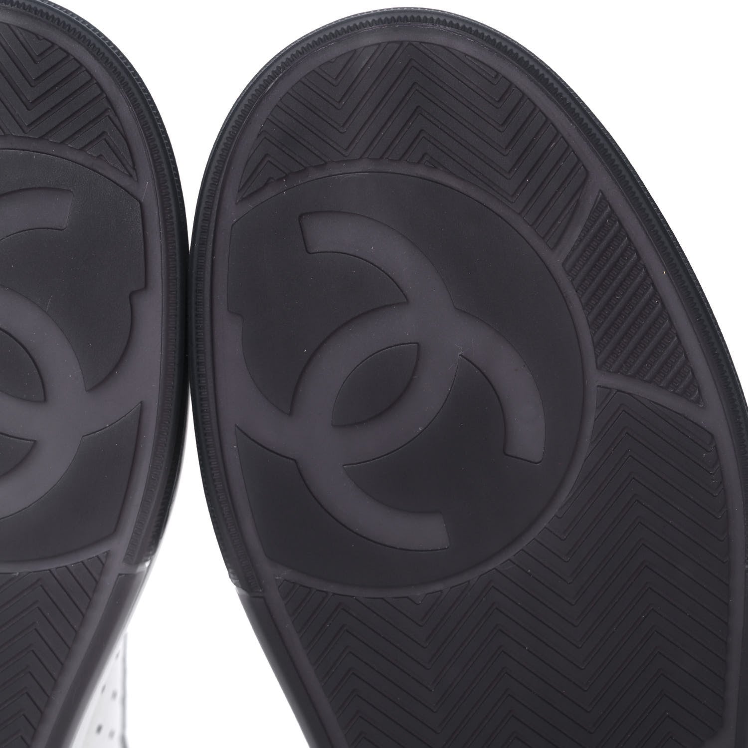 Chanel Grained Calfskin Fabric Womens Logo Sneakers 38 White Black 6 of 8
