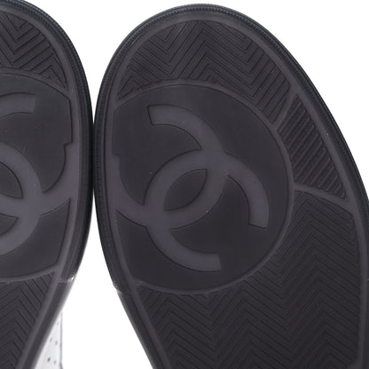 Chanel Grained Calfskin Fabric Womens Logo Sneakers 38 White Black 6 of 8