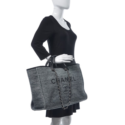 Chanel Canvas Large Deauville Tote Charcoal 3 of 9
