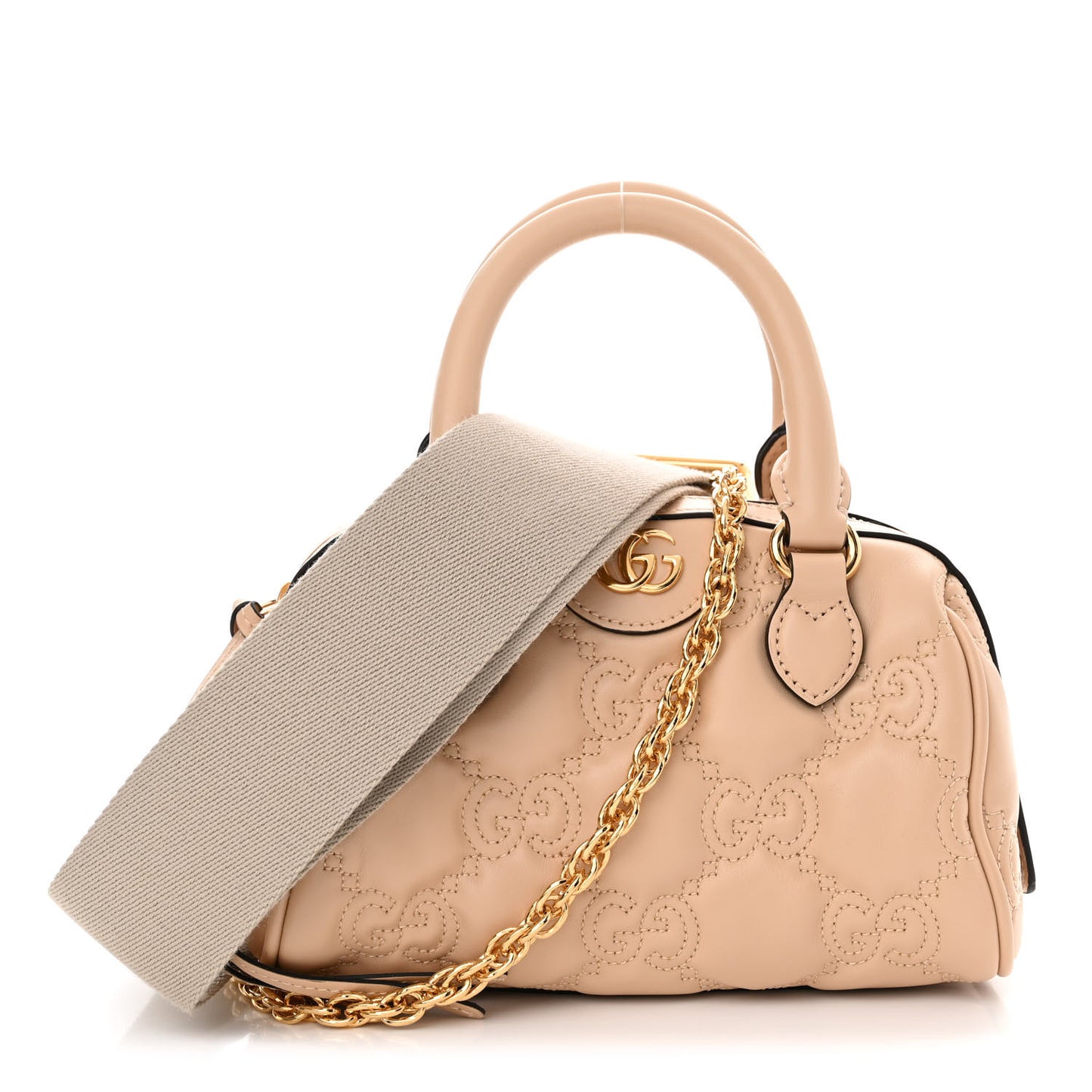 Calfskin GG Matelasse Mini Bowler Bag Naturale