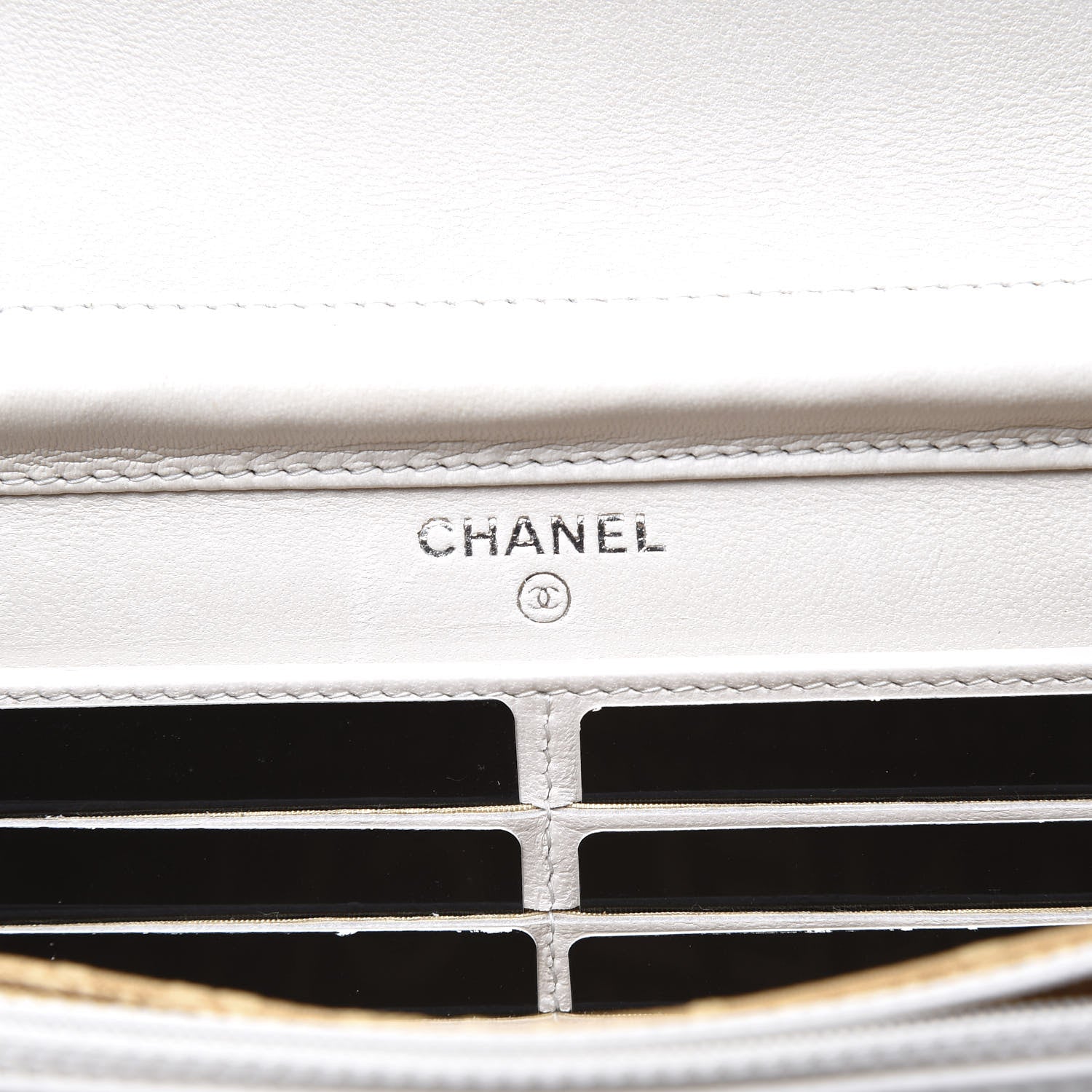 Chanel Patent Camellia Print Wallet On Chain WOC Gris Clair 7 of 11