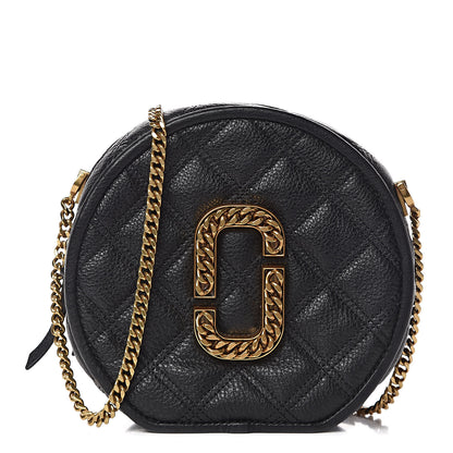 Marc Jacobs Grained Calfskin Quilted The Status Round Crossbody Black 1 of 11