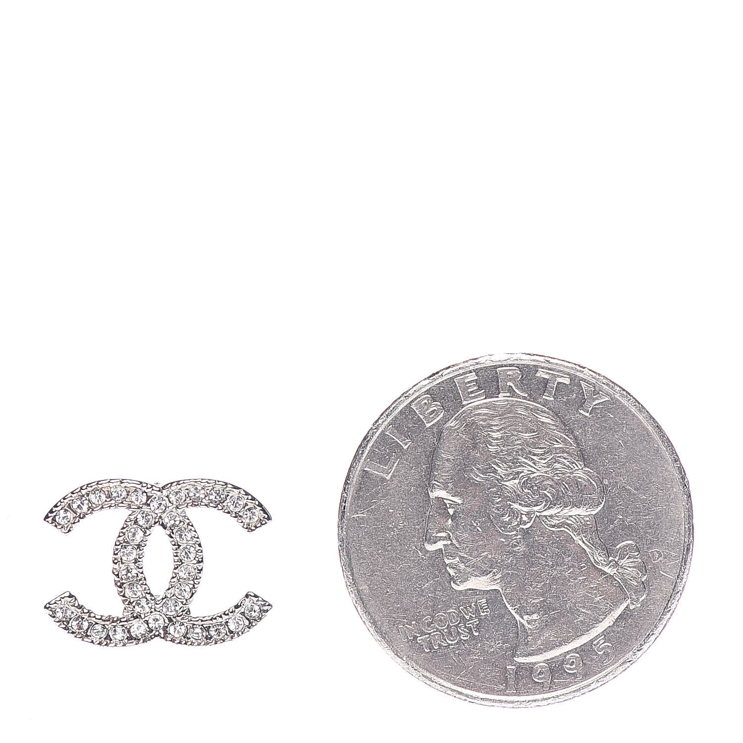 Chanel Crystal CC Earrings Silver 2 of 5