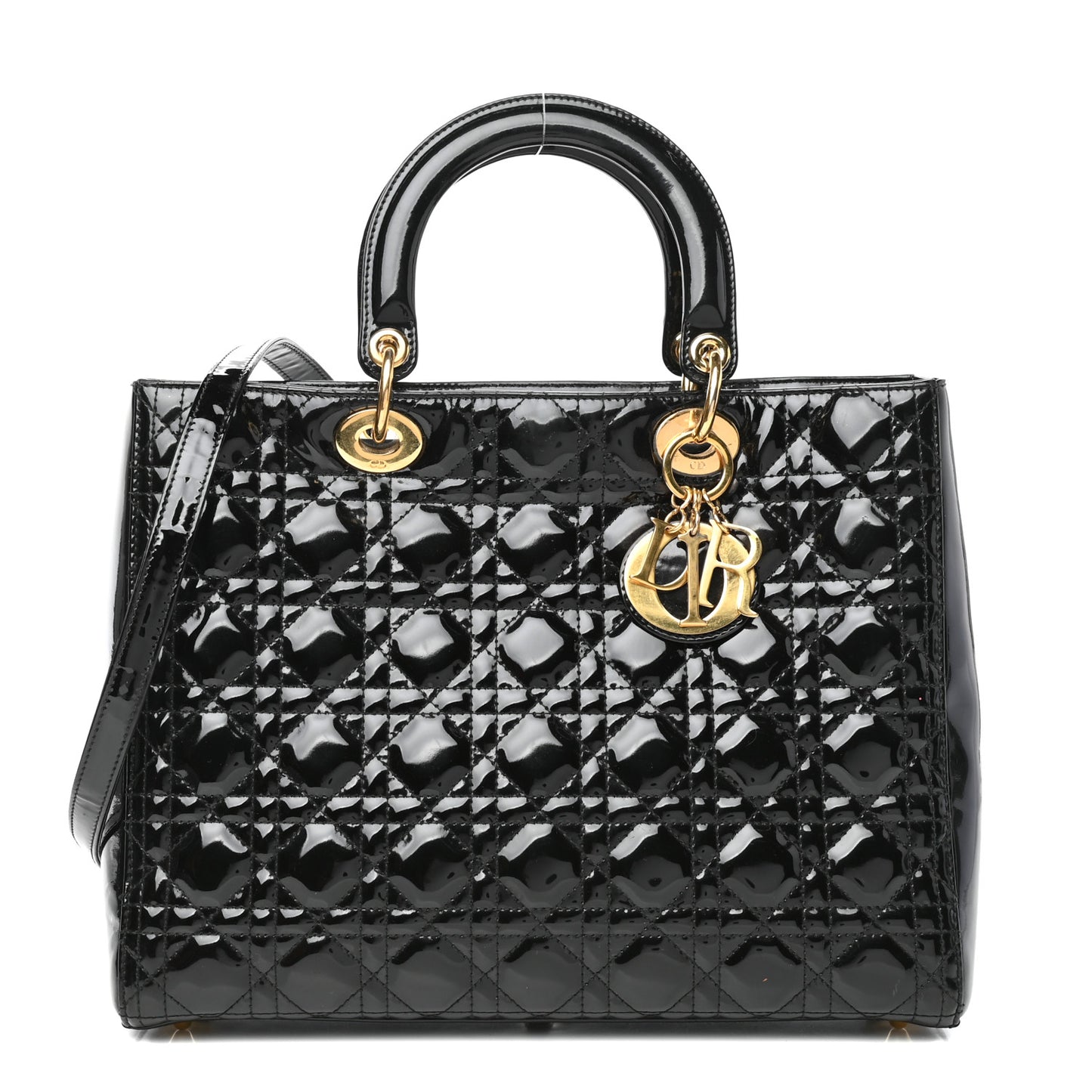 Patent Cannage Large Lady Dior Black
