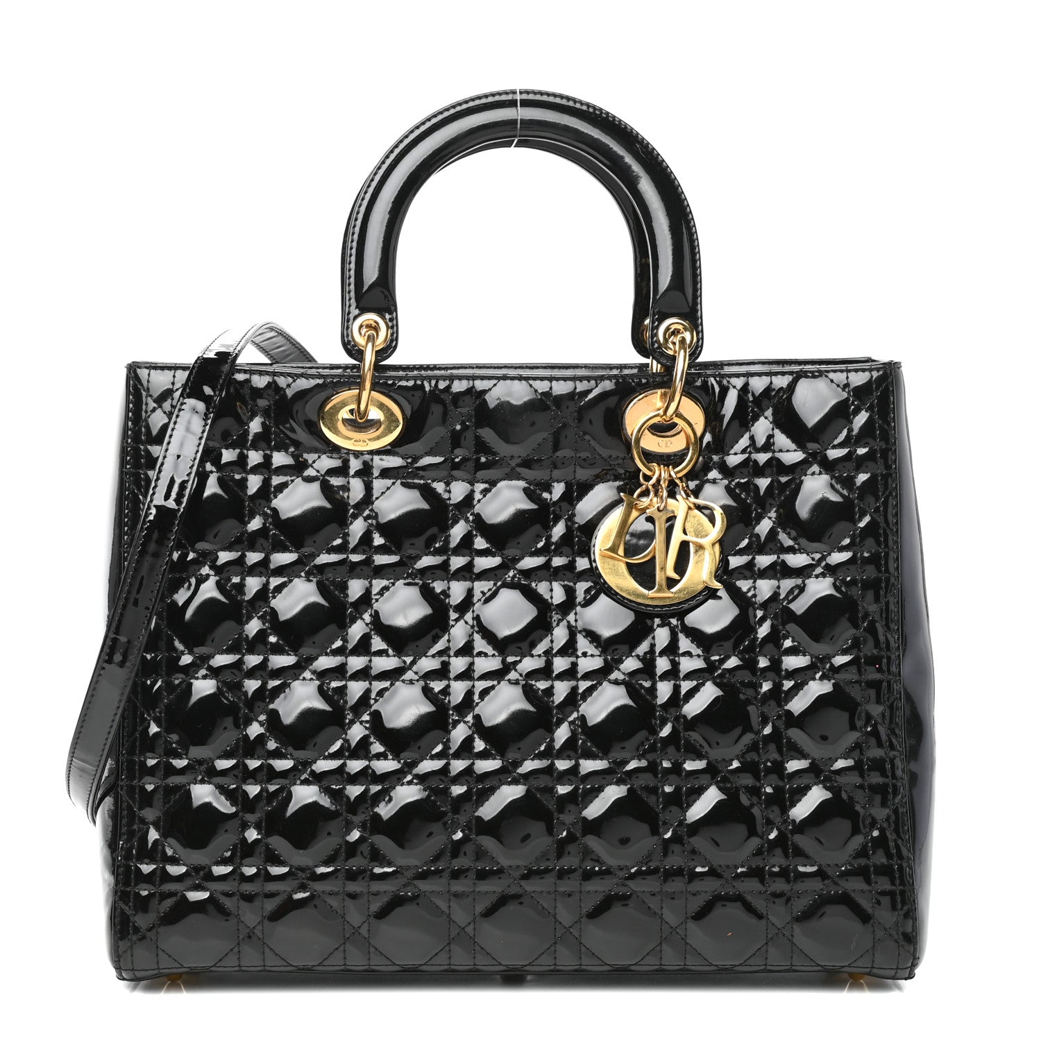 Christian Dior Patent Cannage Large Lady Dior Black 1 of 9
