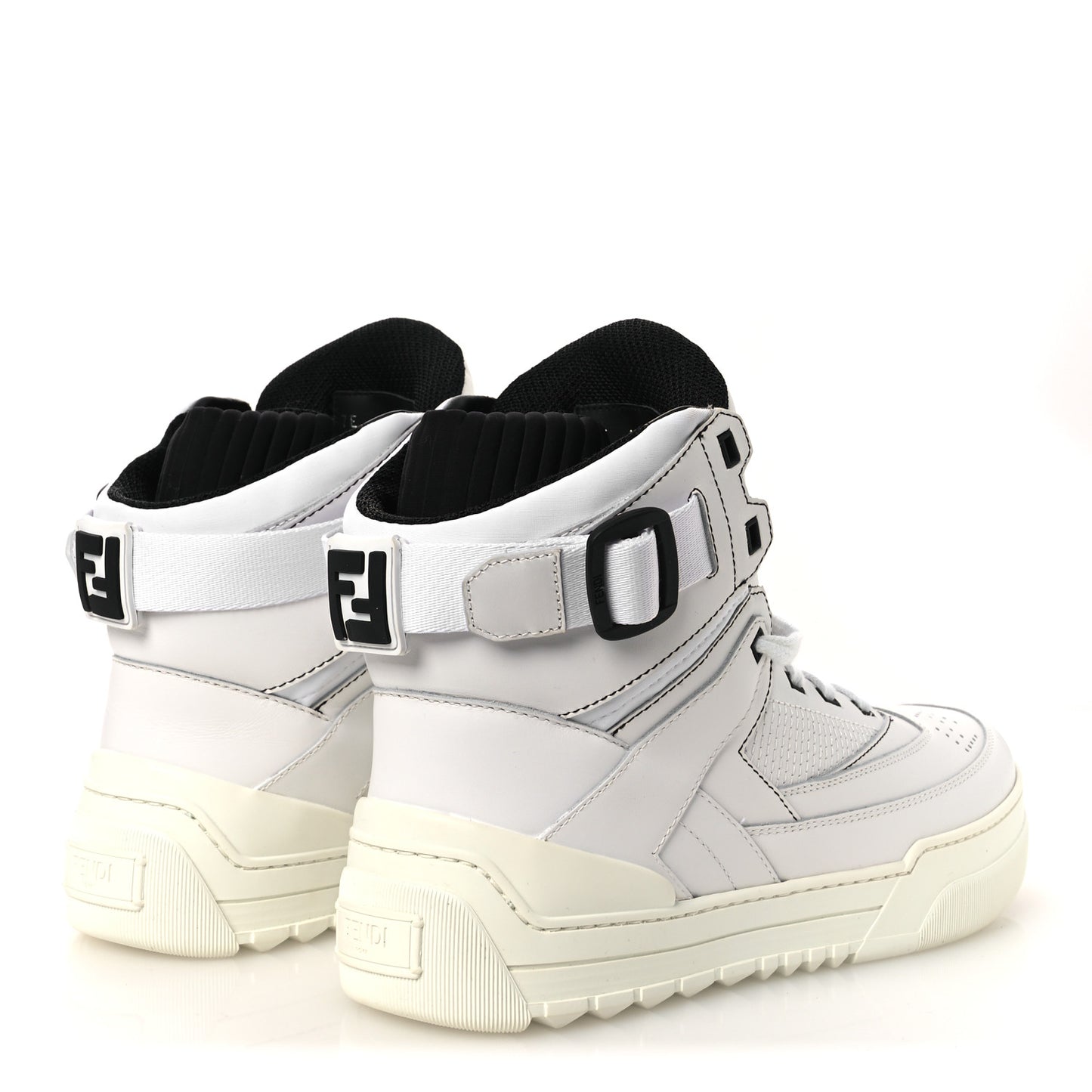 Vitello Nylon Logo Mens High Top Sneakers 7 Ultra White Black
