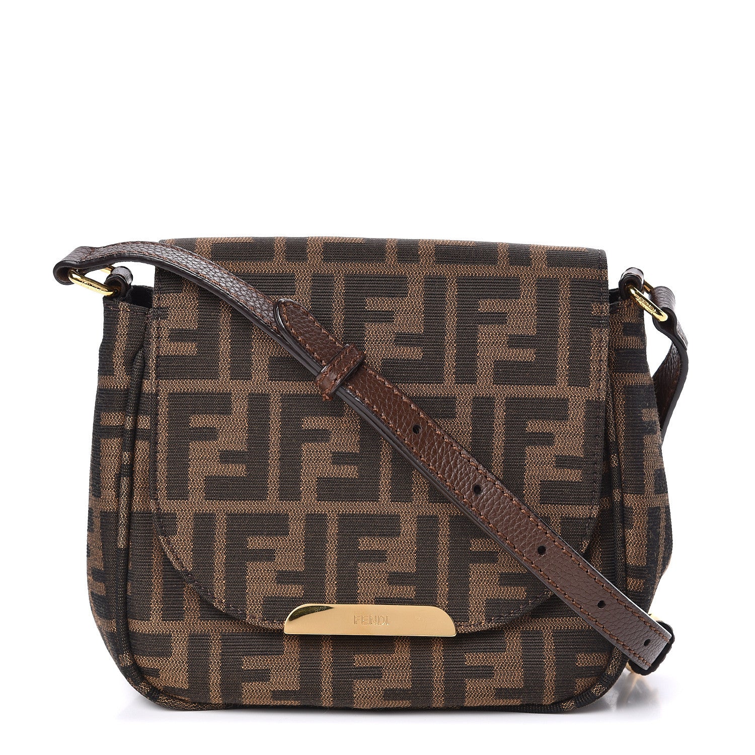 Fendi Zucca Vitello Artic Mini Messenger Bag Tobacco Castagna 1 of 10