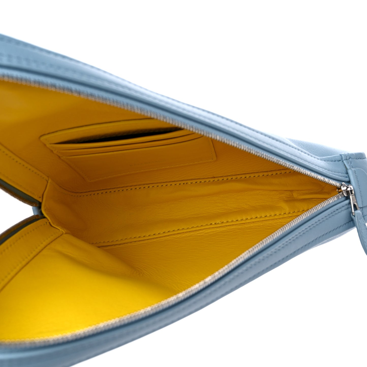 Shiny Day Calfskin Logo M Triangle Pouch Grey Blue White