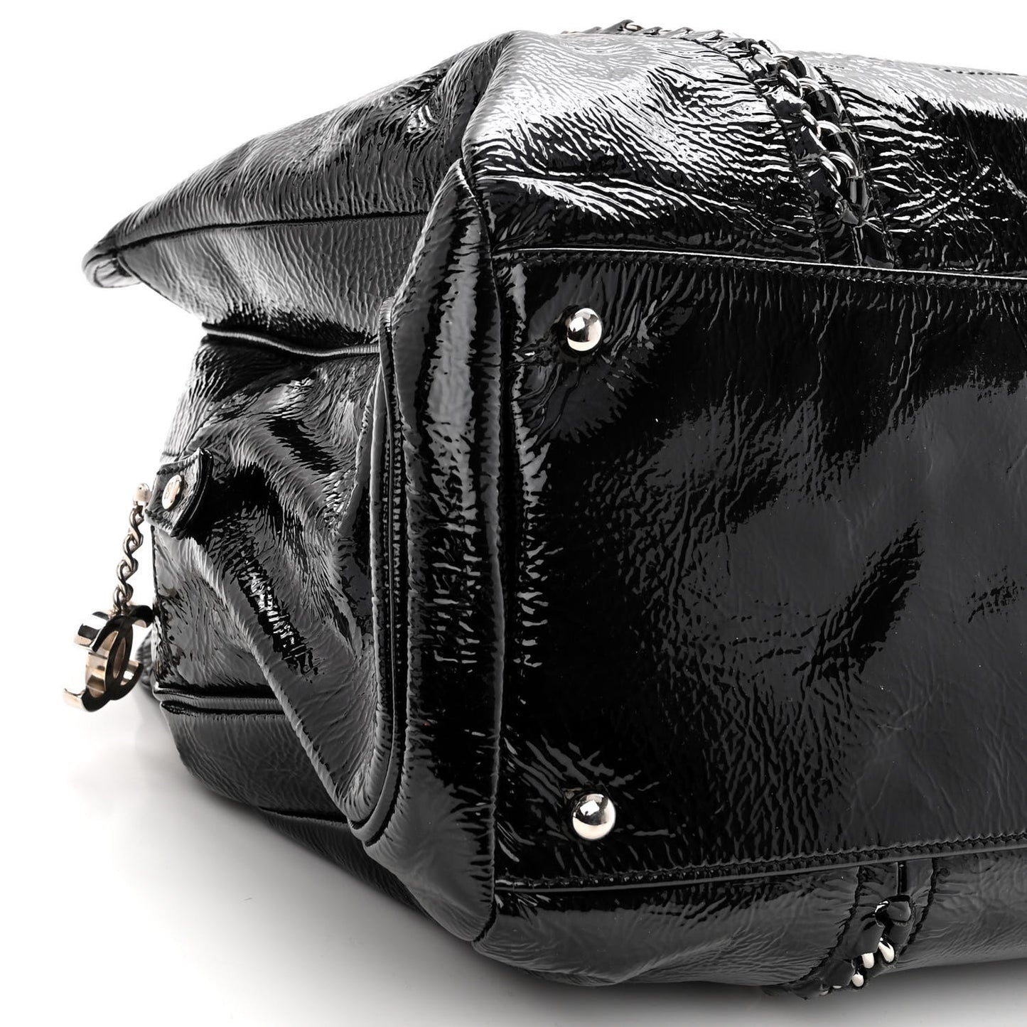 Patent Calfskin Large Luxe Ligne Tote Black