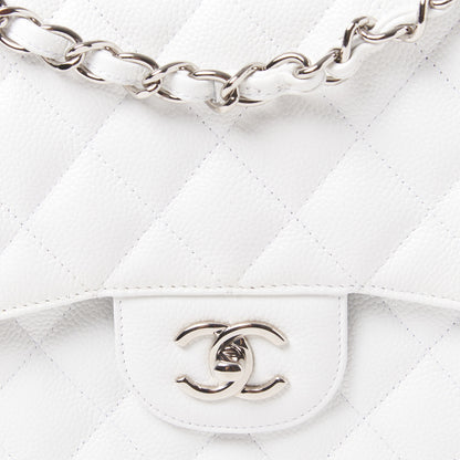 Chanel Caviar Quilted Jumbo Double Flap White 7 of 10