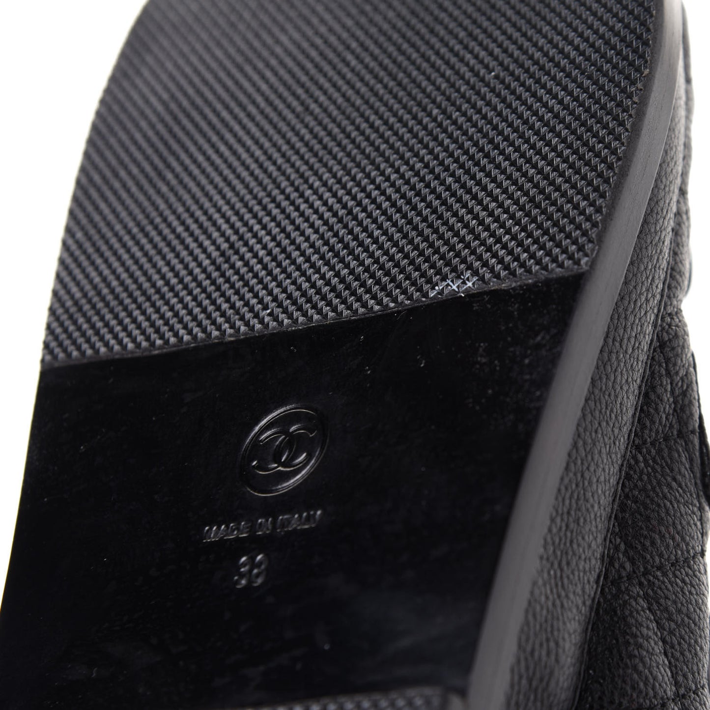 Grained Calfskin Velcro Dad Sandals 38 Black