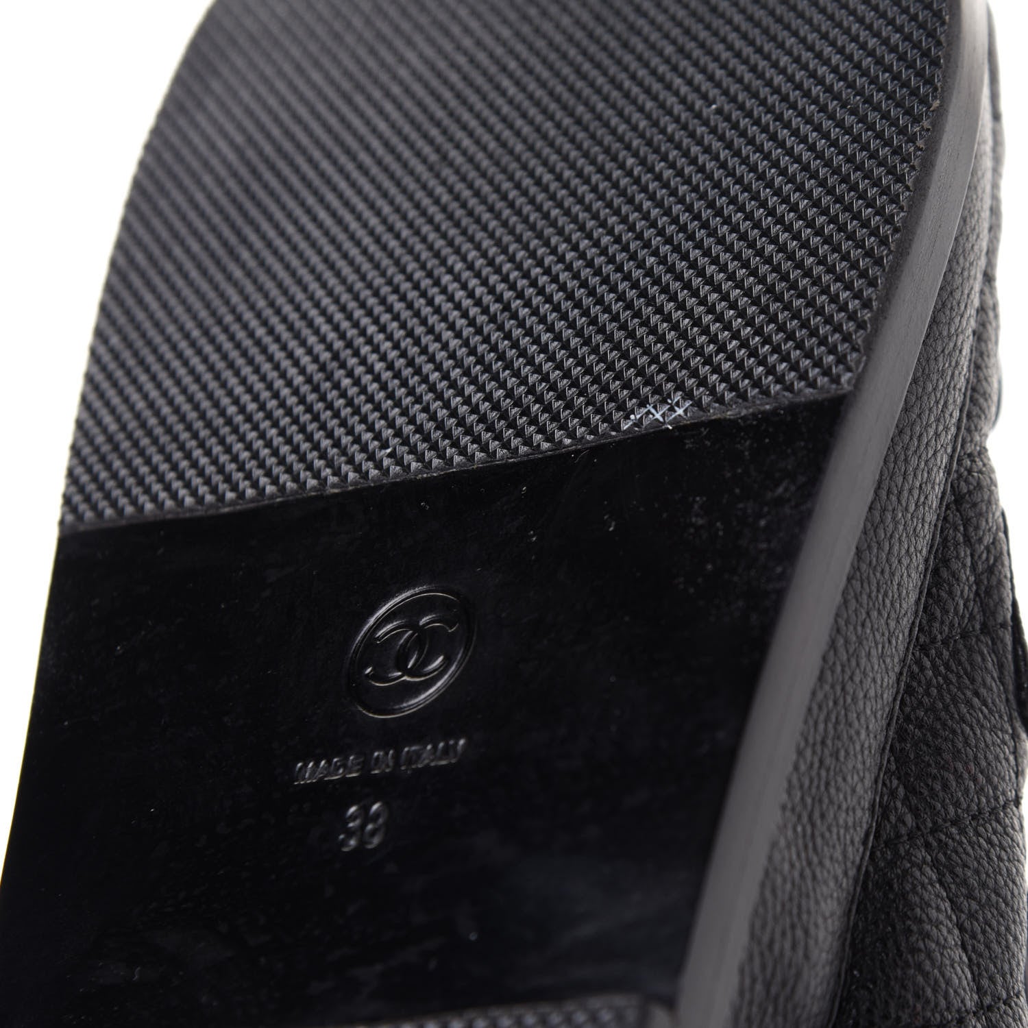 Chanel Grained Calfskin Velcro Dad Sandals 38 Black 14 of 17