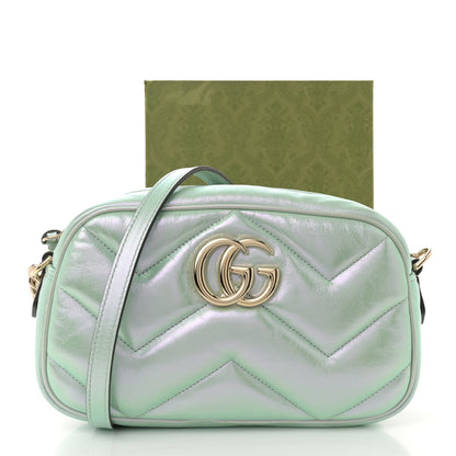 Gucci Iridescent Nappa Chevron Matelasse Small GG Marmont Chain Shoulder Bag Iridescent Salvy Green 11 of 11