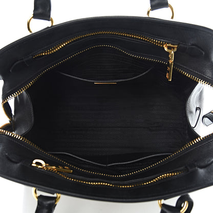 Prada Saffiano Bi-Color Tote Talco Black 5 of 9