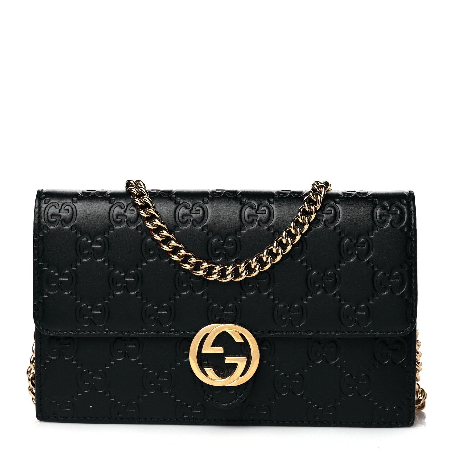 Gucci Guccissima Icon Chain Wallet Black 1 of 11