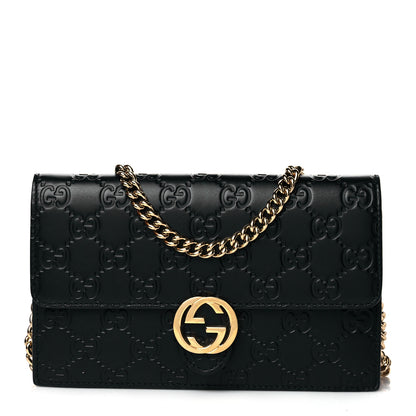 Gucci Guccissima Icon Chain Wallet Black 1 of 11