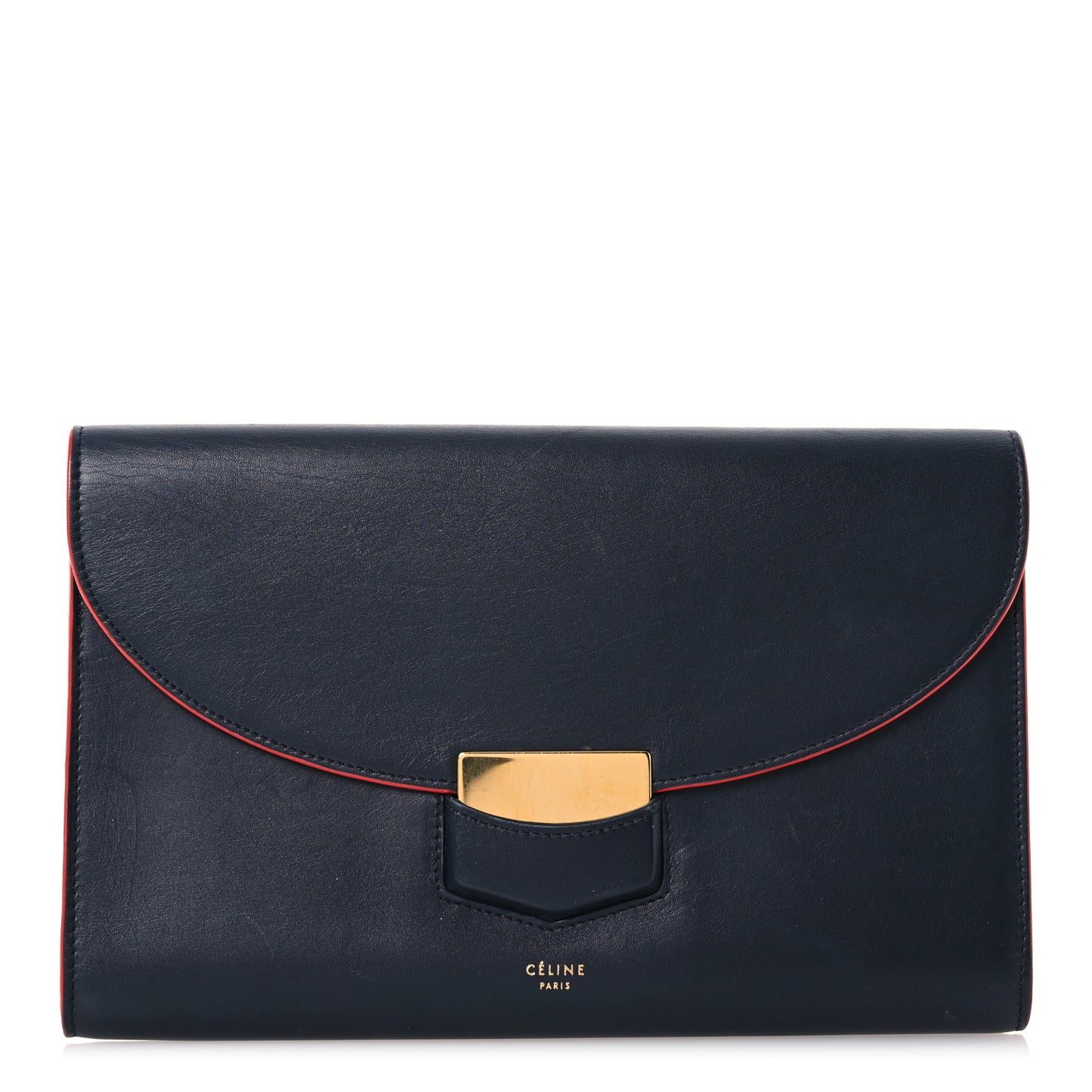 Smooth Calfskin Trotteur Clutch Navy Blue Red