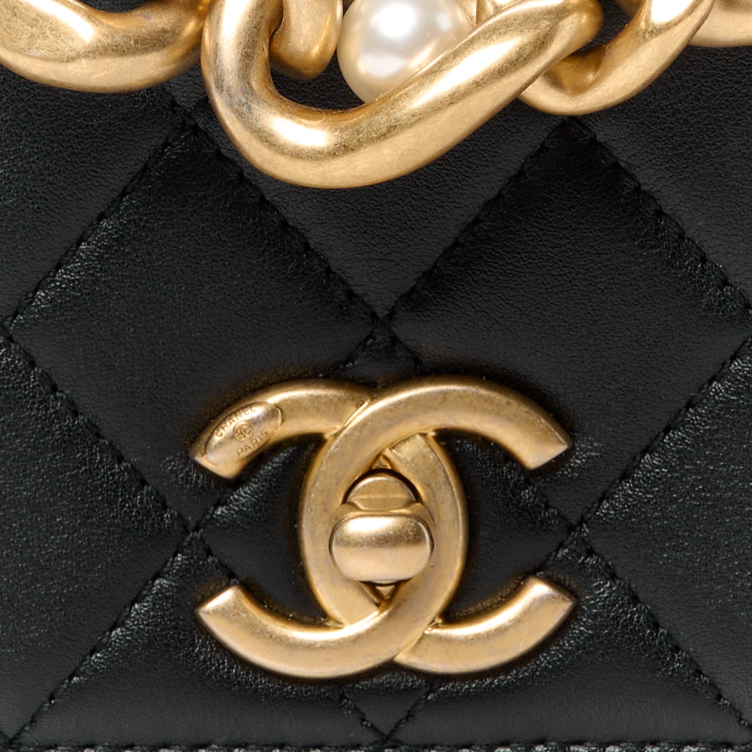 Chanel Calfskin Quilted Pearl Jewel Chain Flap Black 9 of 12