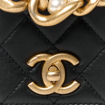 Chanel Calfskin Quilted Pearl Jewel Chain Flap Black 9 of 12
