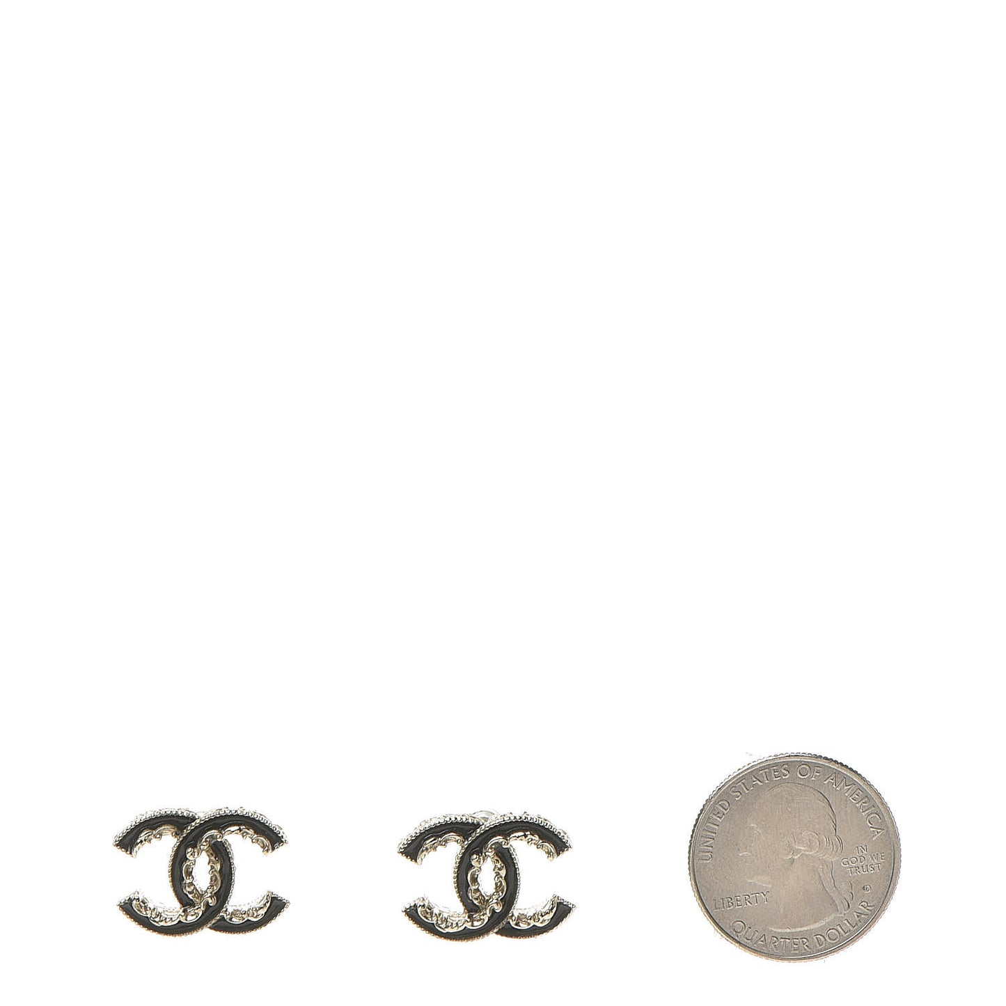 Enamel CC Baroque Earrings Black Gold
