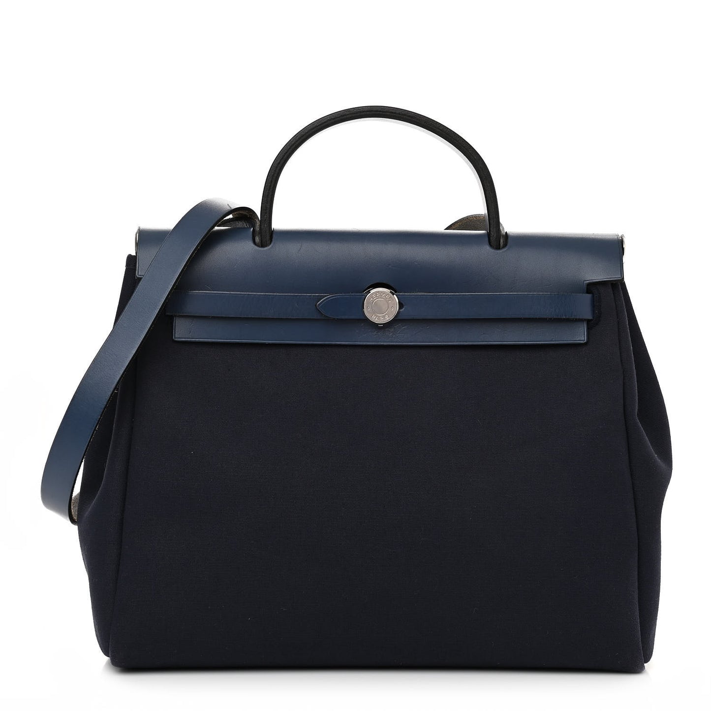 Toile Vache Calfskin Herbag 30 PM Navy Bleu