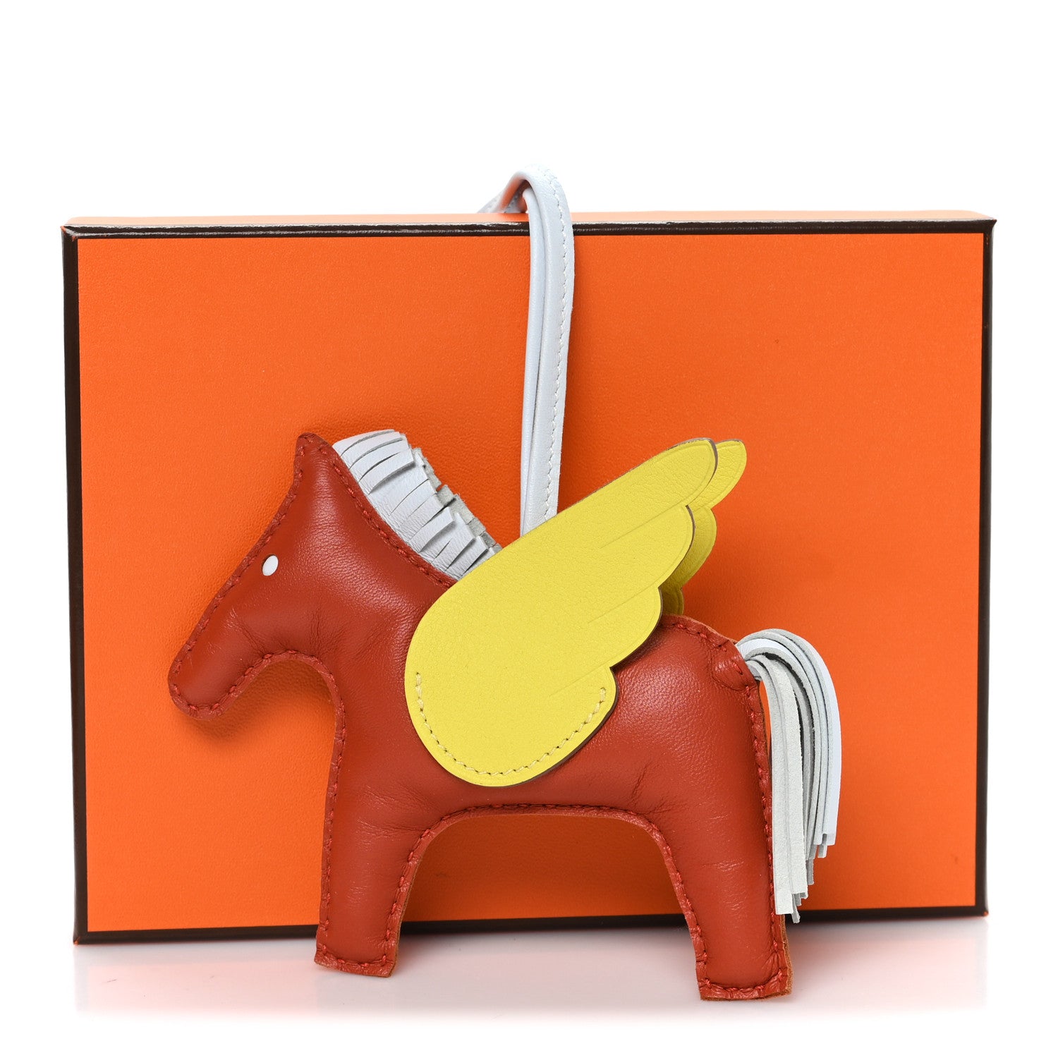 Hermes Milo Lambskin Grigri Rodeo Pegase Horse Bag Charm MM Cornaline 5 of 5