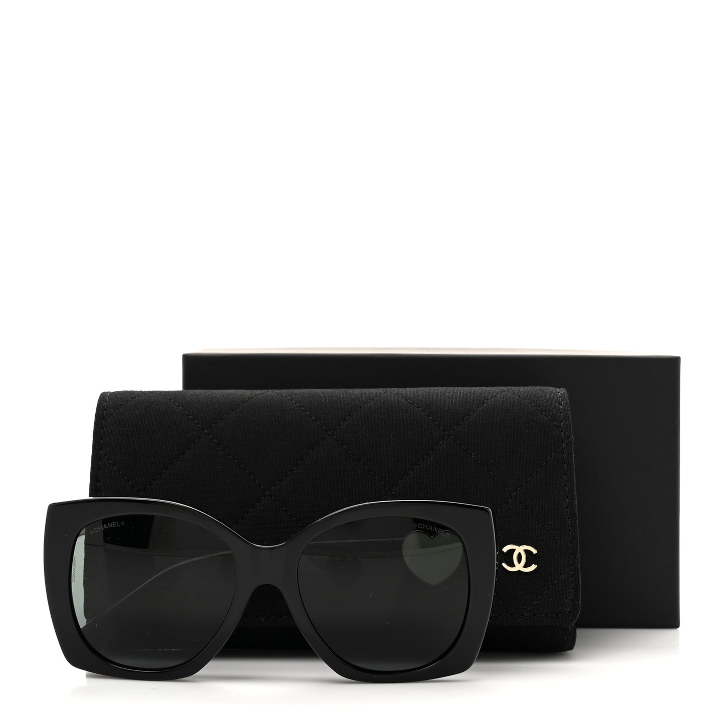 Acetate Square CC Heart Sunglasses 5519 Black