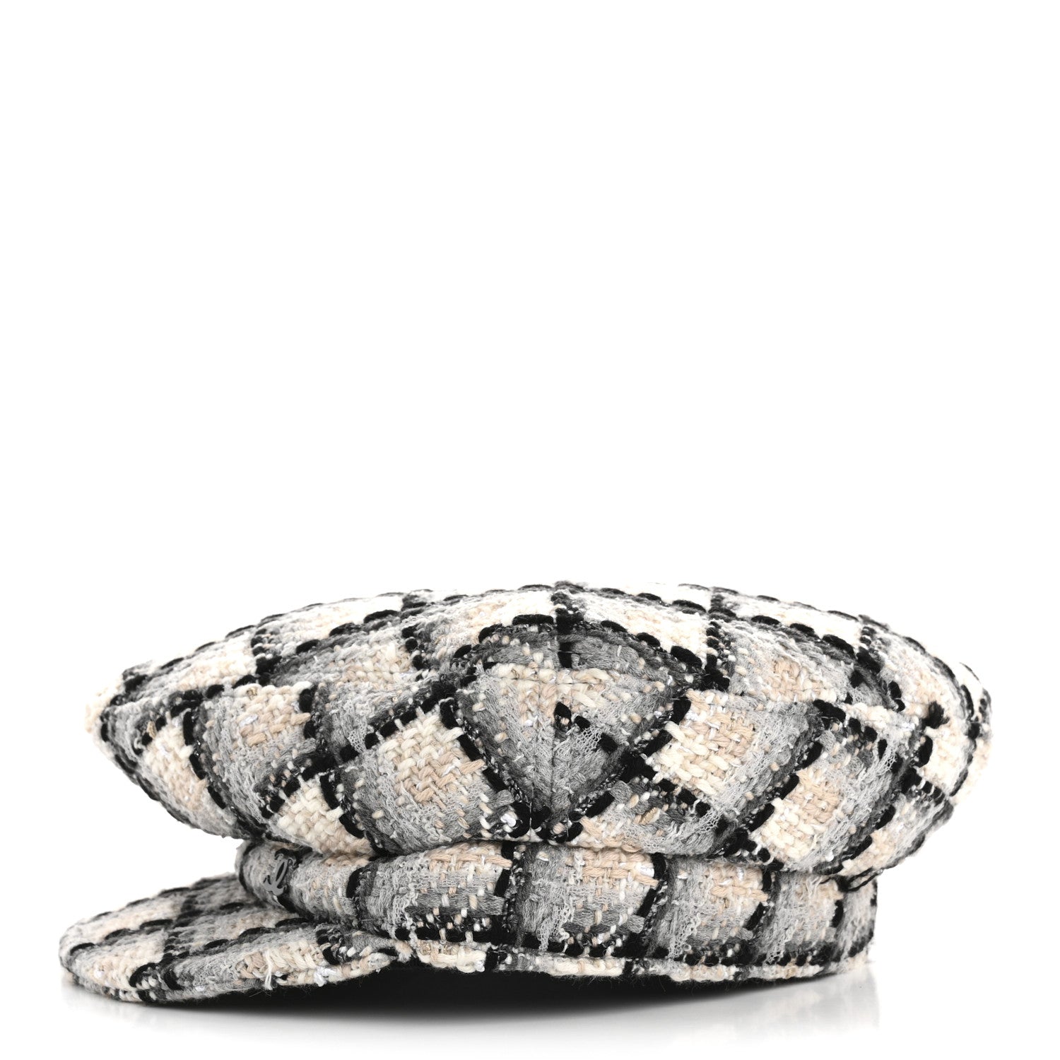 Chanel Cotton Tweed CC Beret S White Black Multicolor 4 of 11