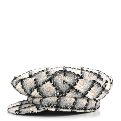 Chanel Cotton Tweed CC Beret S White Black Multicolor 4 of 11
