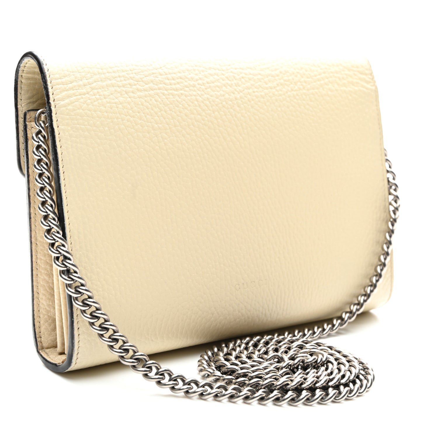 Dollar Calfskin Mini Dionysus Chain Wallet Mystic White