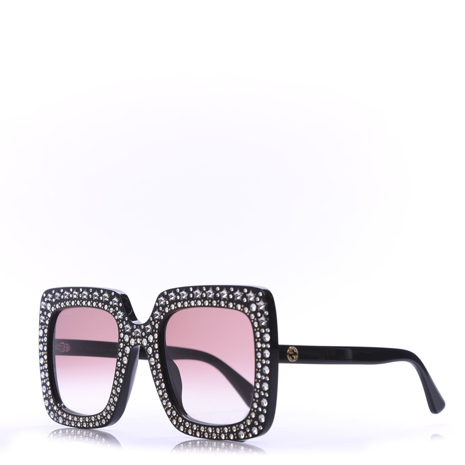 Gucci Acetate Crystal Oversize Sunglasses GG0148S Black 1 of 8