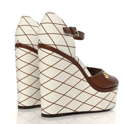 Louis Vuitton Denim Malletage Blossom Wedge Sandal 38.5 4 of 10