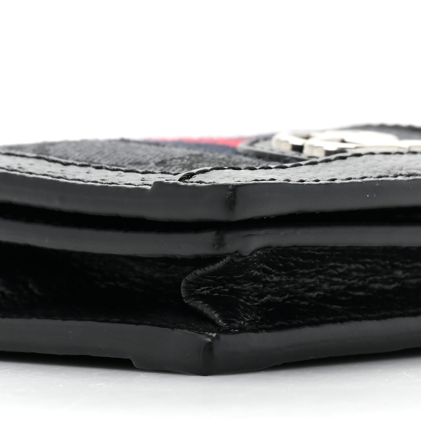 X BALENCIAGA BB Monogram Web Ophidia Card Case Wallet Black