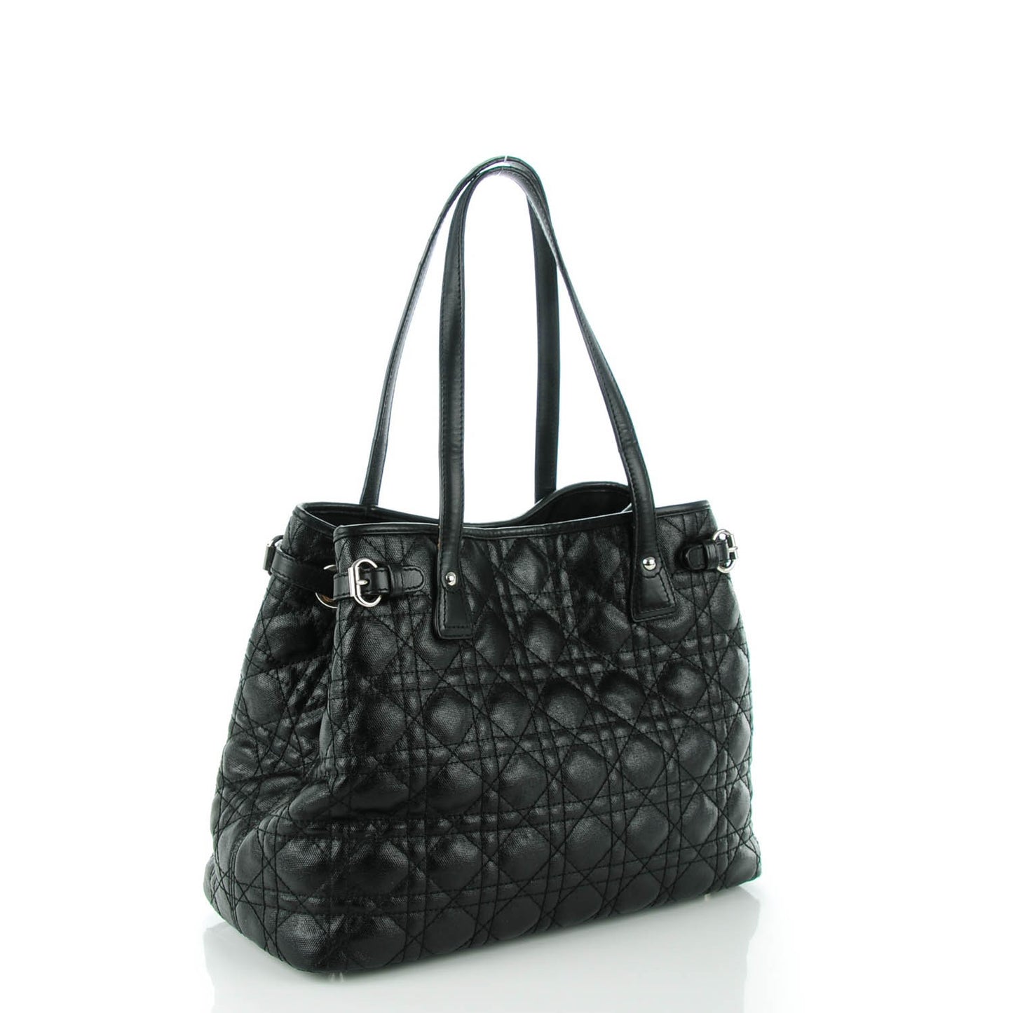 Coated Canvas Cannage Medium Panarea Tote Black