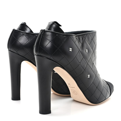 Chanel Lambskin Quilted CC Cap Toe Booties 38 Black 5 of 10