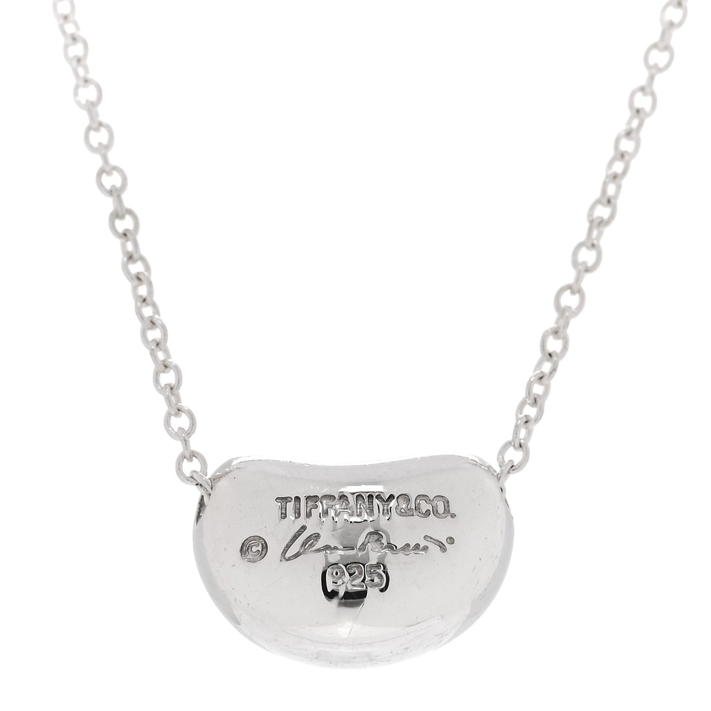 Sterling Silver 11mm Elsa Peretti Bean Pendant Necklace