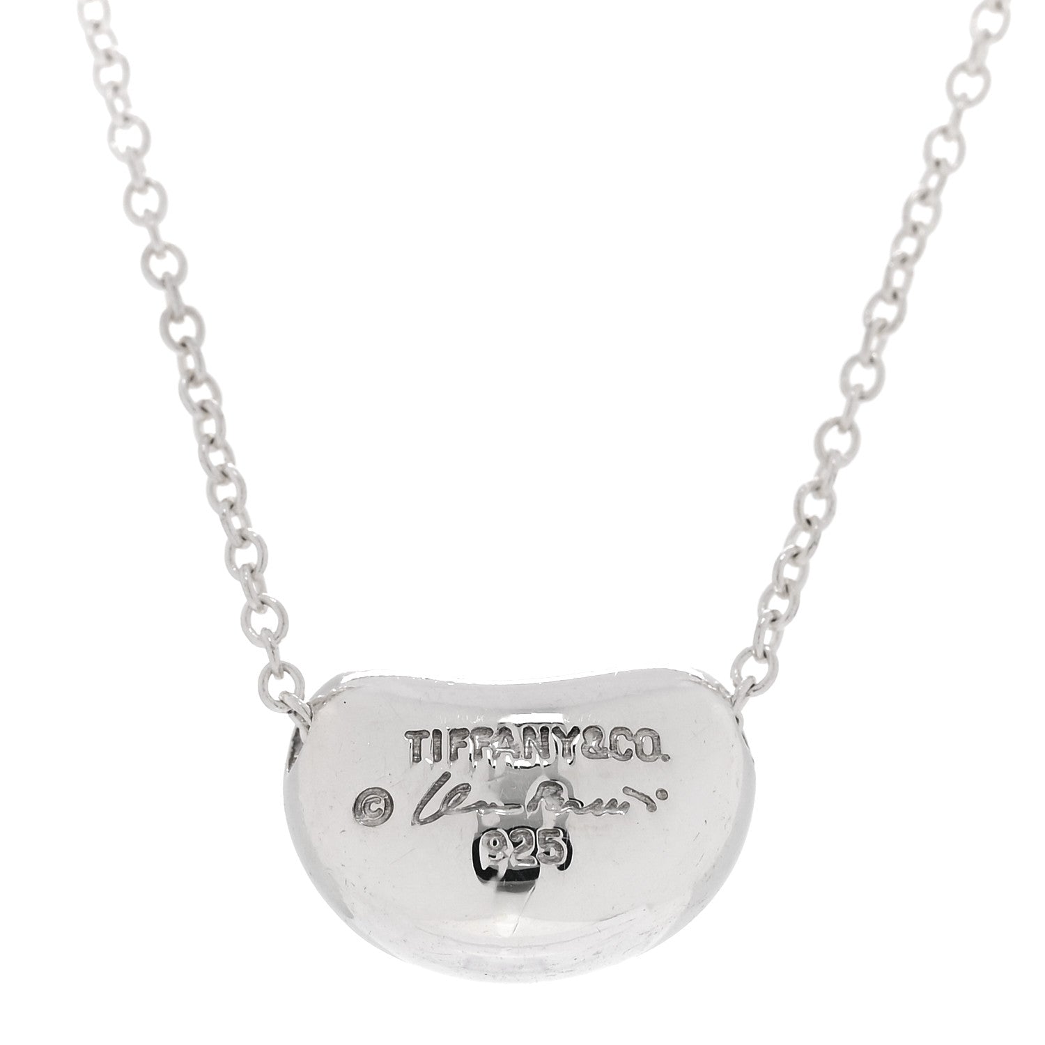 Tiffany Sterling Silver 11mm Elsa Peretti Bean Pendant Necklace 5 of 5