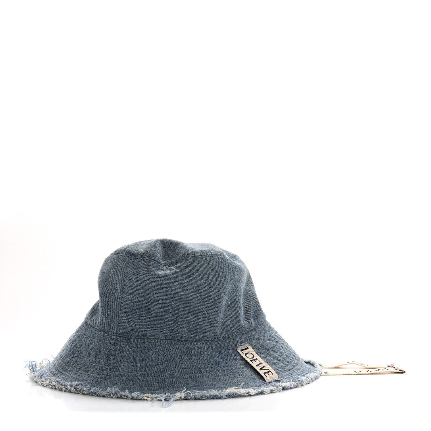 Loewe X PAULA'S IBIZA Denim Frayed Fisherman Bucket Hat 59 Blue 5 of 9