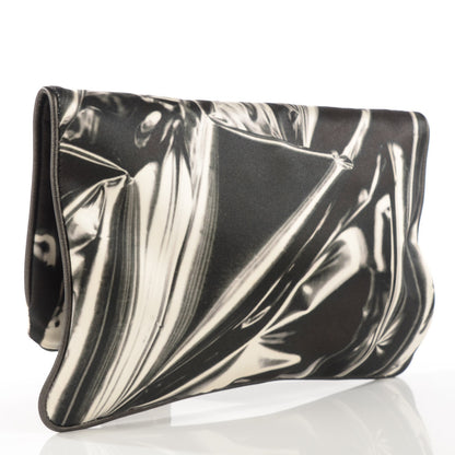 Stella McCartney Satin Foil Print Fold Over Falabella Clutch Black 3 of 7